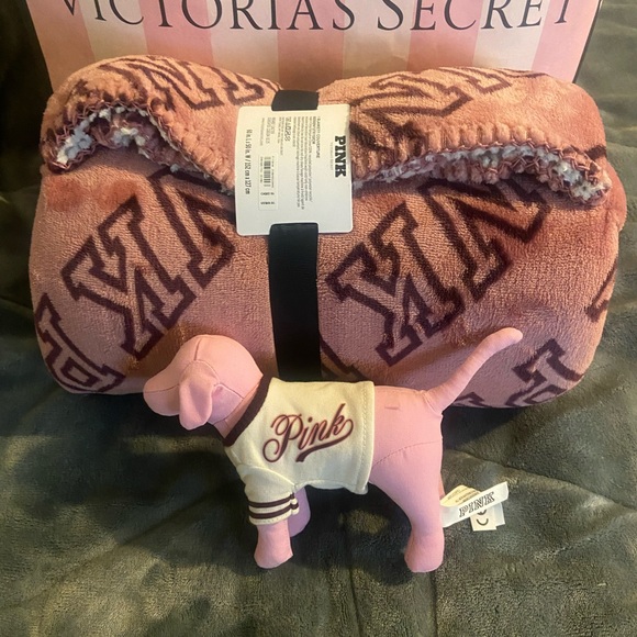 Victoria's Secret Pink Blanket and Plush Dog Set - Pink and Purple - Picture 1 of 6